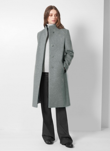 Cappotto grigio chiaro in lana e cashmere con collo alto