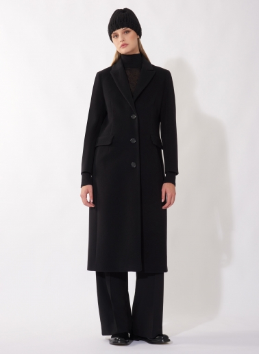 Maxi cappotto a uomo nero in lana e cashmere