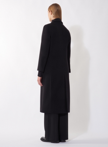 Maxi Mantel im Herrenschnitt aus Wolle und Cashmere in Schwarz