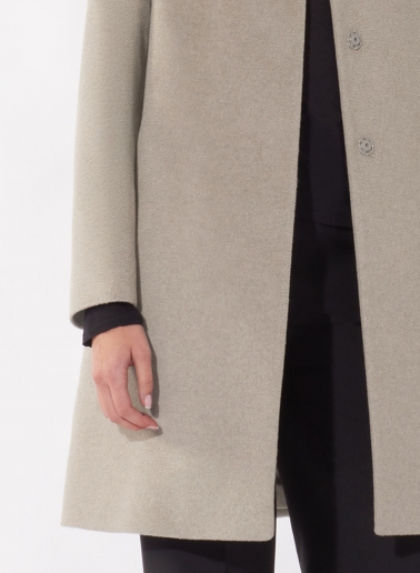 Ausgestellter Stehkragen Mantel aus reinem Cashmere in dunkel Beige