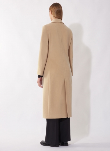 Maxi Mantel im Herrenschnitt aus Wolle und Cashmere in light Camel