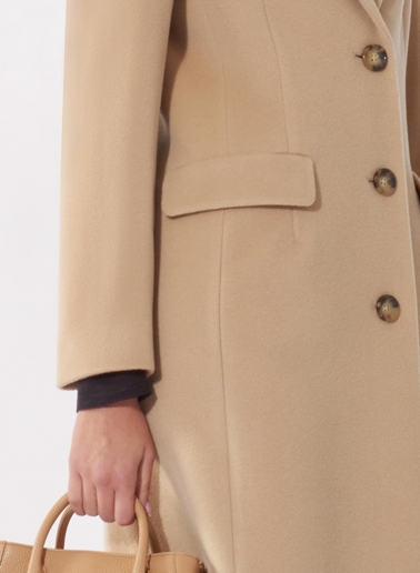 Maxi cappotto a uomo cammello chiaro in lana e cashmere