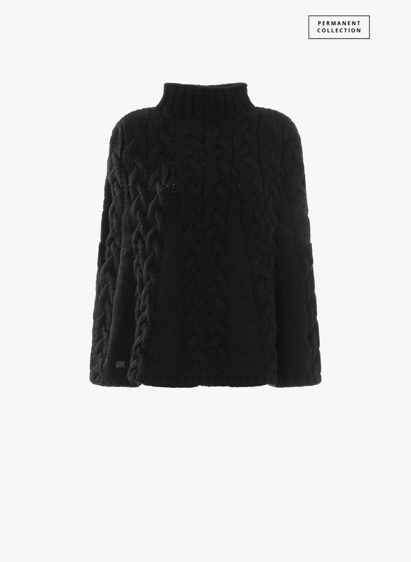 Black braided knit cape