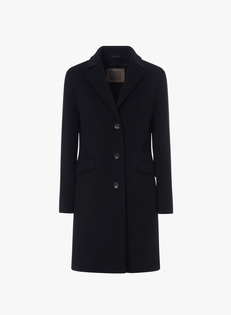 Cappotto nero a uomo in pura lana