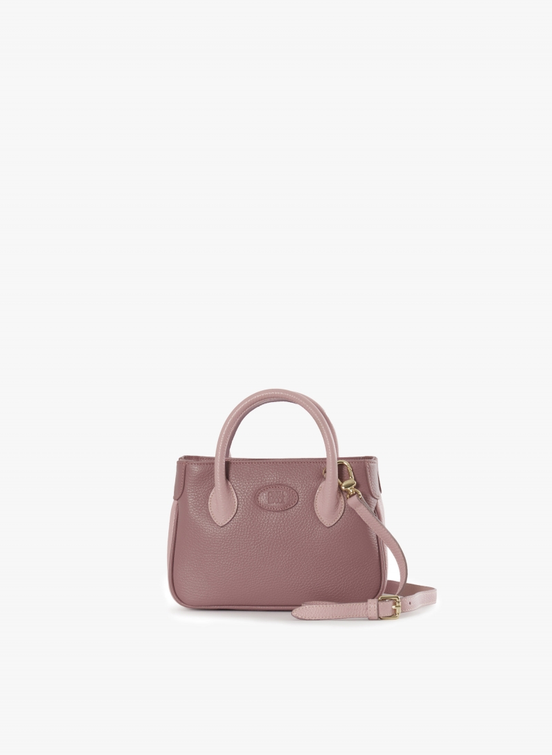 Mini Tote Bag aus zweifarbigem Leder in Rosa