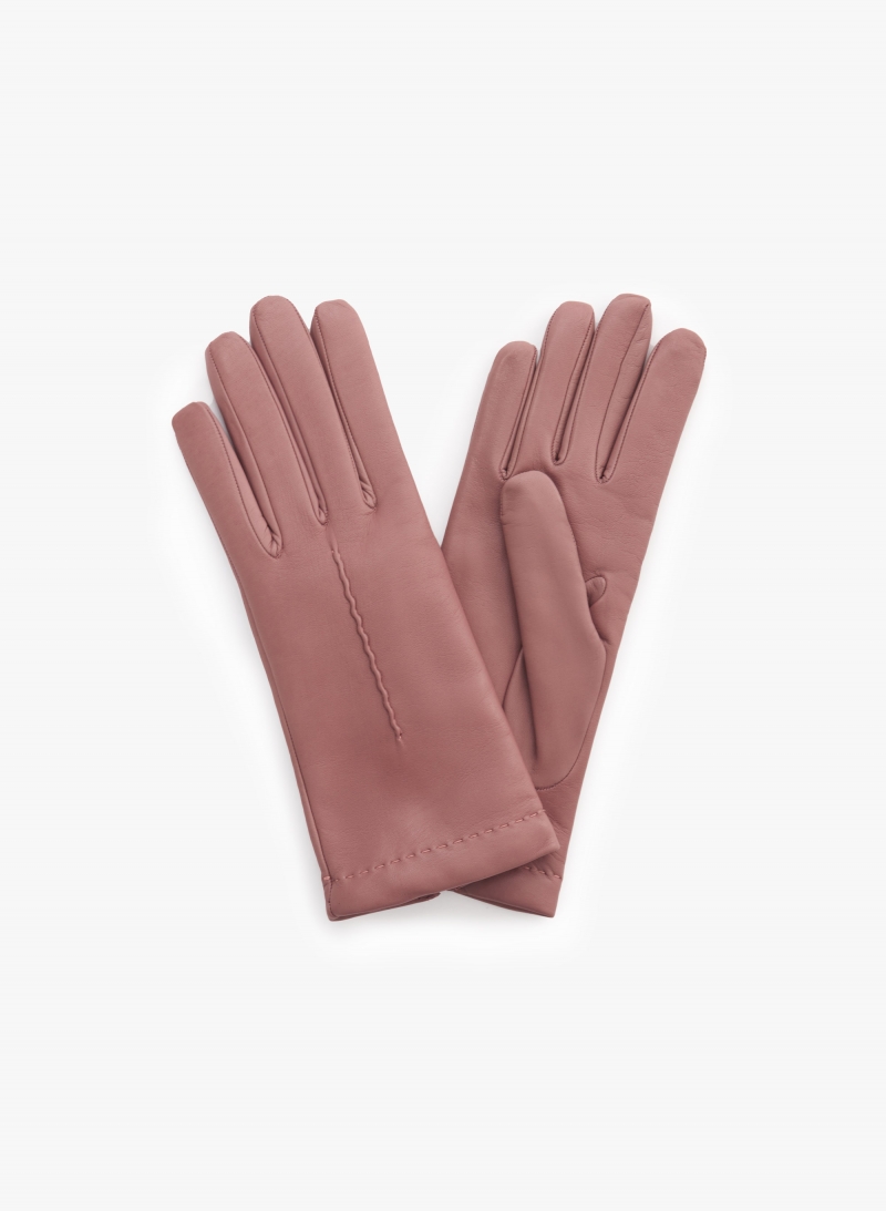 Handschuhe mit Naht aus Nappaleder in Rosa