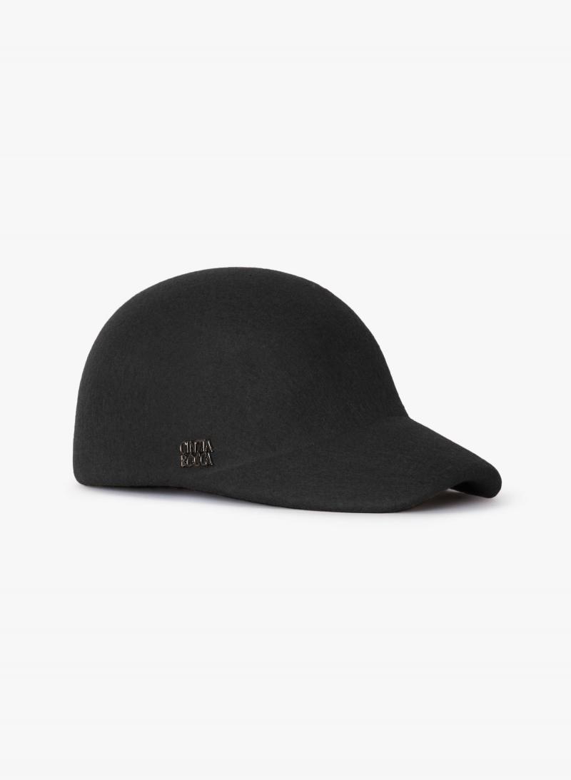 Cappello baseball nero in feltro di lana