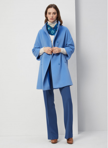 Wool and cashmere light blue coat