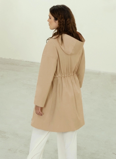 Parka aus regenabweisendem technischem Stoff in beige