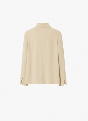 Jacke aus reiner Wolle mit hohem Kragen in beige