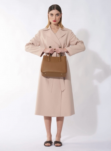 Borsa Tote piccola in pelle color tabacco