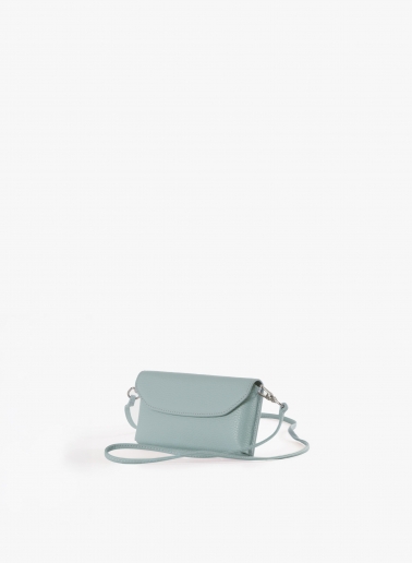 Light blue genuine leather phone bag