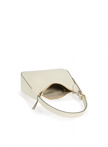 Beige smooth leather shoulder bag