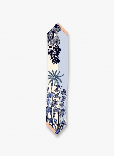 Blue silk twill headband with nature pattern | Cinzia Rocca
