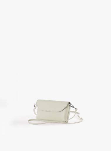 White crossbody phone bag in genuine leather