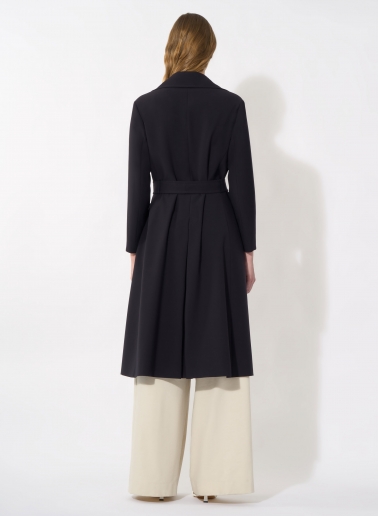 Maxi double breasted blue trench coat in rainproof technical fabric