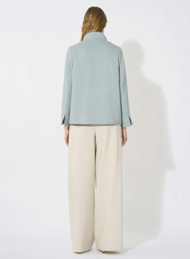 Light blue pure wool jacket with high collar