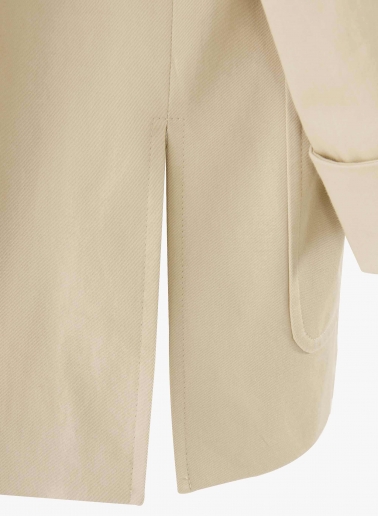 Beige cotton jacket with shirt collar and patch pockets