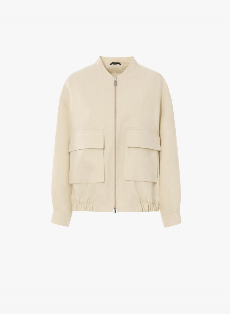 Beige linen bomber jacket