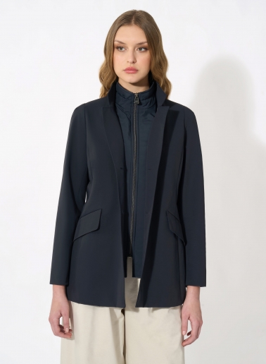 Jacke mit abnehmbarer Nylon-Weste aus Stretch-Baumwolle in Dunkelblau