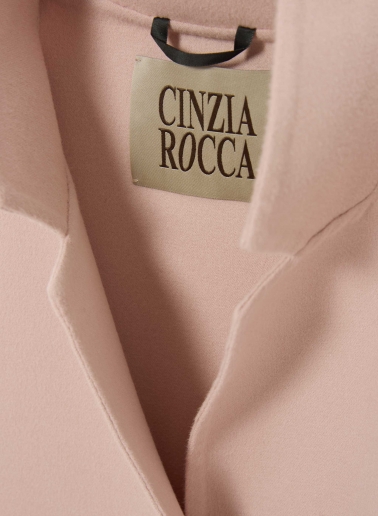 Soprabito rosa in double di pura lana con collo a rever rovesciato