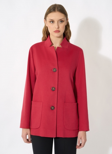 Red jacket in pure wool with revers notch collar