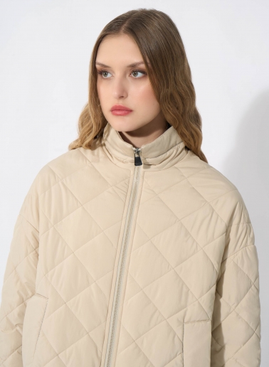 Beige quilted jacket in technical fabric with lurex details