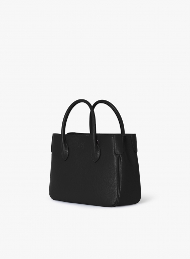 Small black genuine leather tote bag