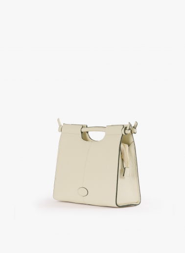 Borsa a mano beige in pelle con tracolla