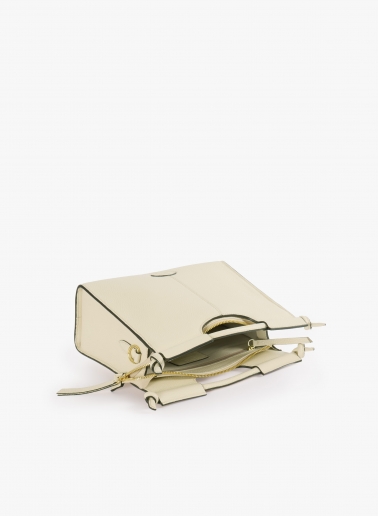 Beige leather handbag with strap