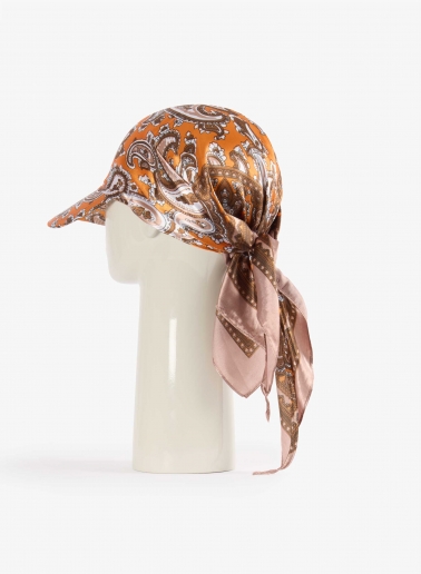 Cappello foulard con visiera arancione
