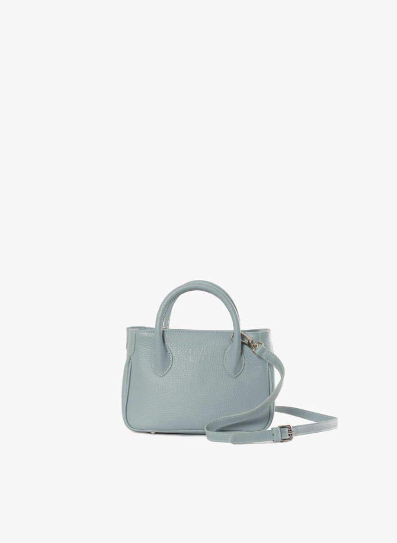 Borsa Tote mini in pelle azzurra