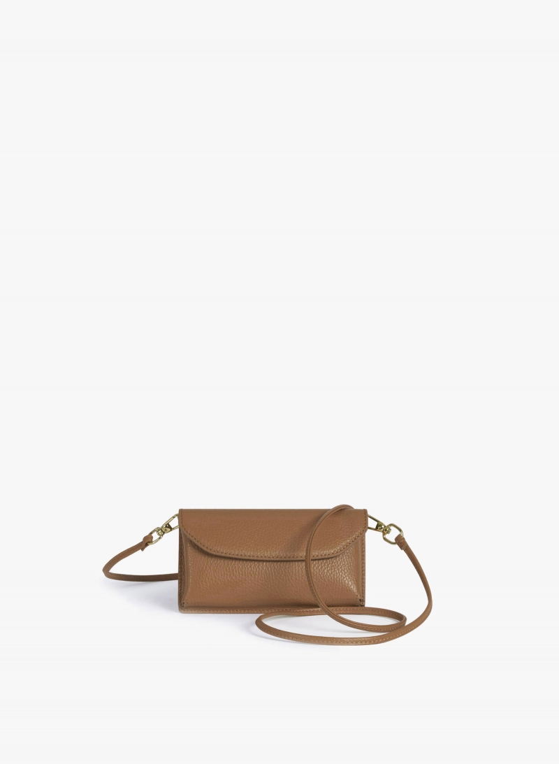 Tobacco color genuine leather phone bag