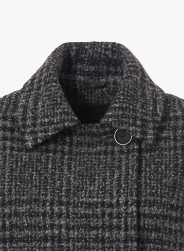 Double breasted checked coat with notch collar