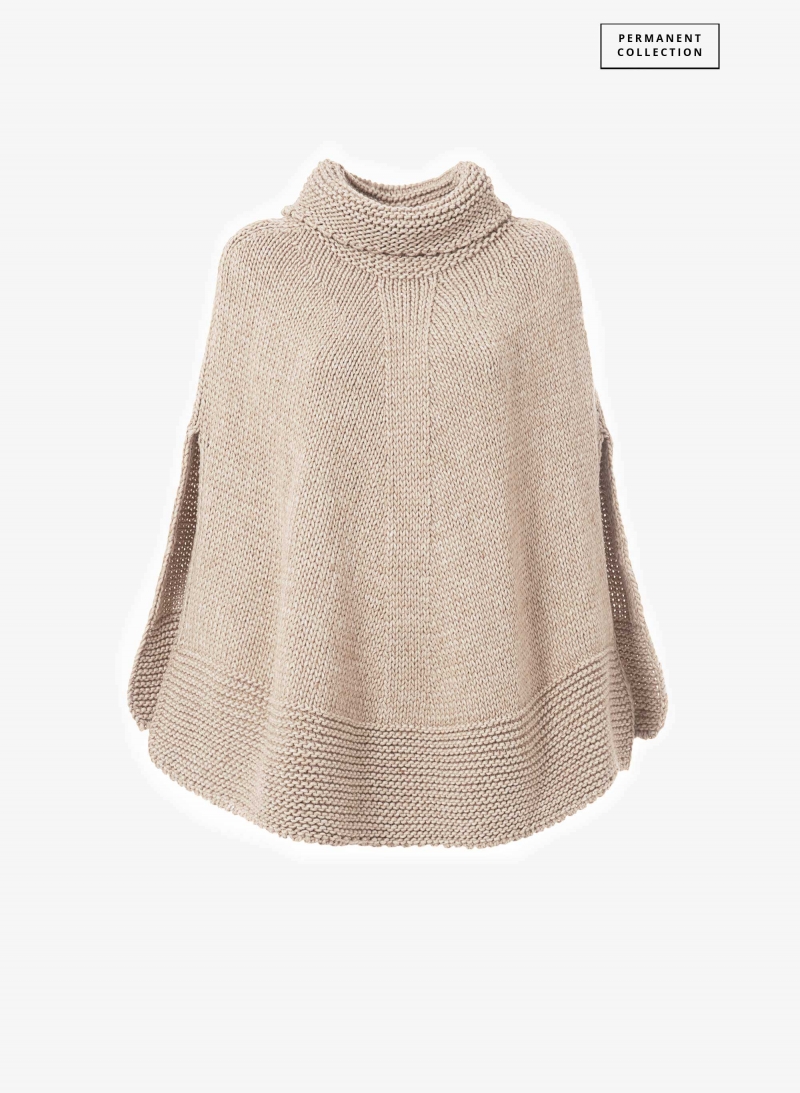 Gestricktes Cape in Beige