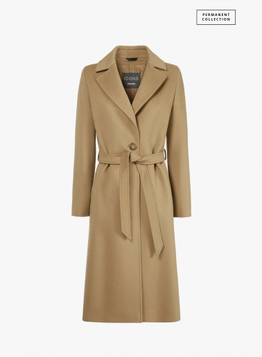 Taillierter Gürtelmantel aus reinem Cashmere in Camel | Cinzia Rocca