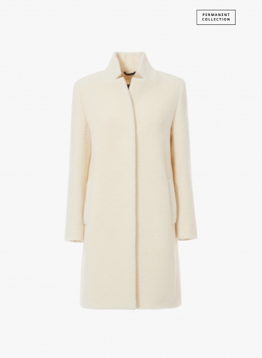 White wool and alpaca coat with inverted notch collar | Cinzia Rocca