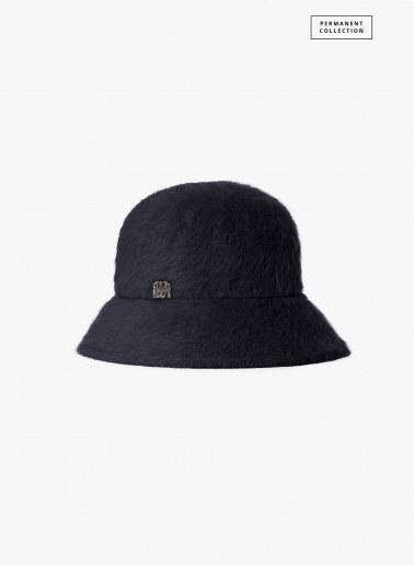 Cloche-Hut aus Wolle mit Pelzoptik in Blau | Cinzia Rocca