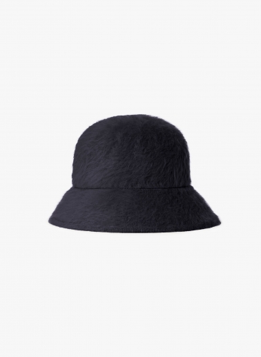 Blue wool cloche hat with fur effect