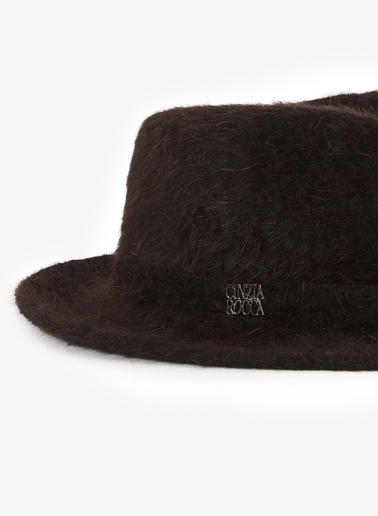 Brown wool fedora hat with fur like effect