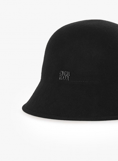 Black wool cloche hat