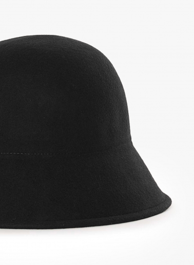 Black wool cloche hat