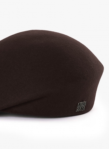 Brown asymmetrical wool beret