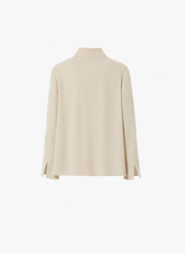 Beige pure wool jacket with high collar