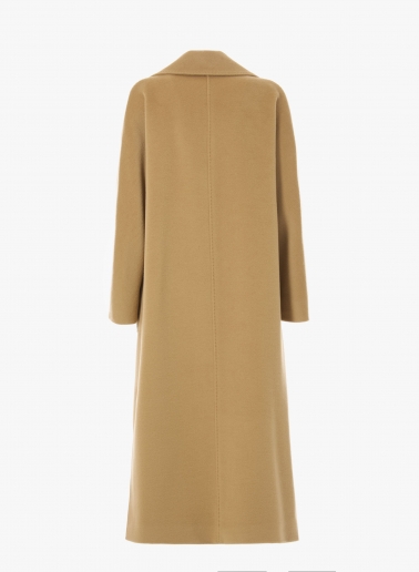 Oversize Maxi Mantel mit aufgesetzten Taschen aus Wolle in Camel