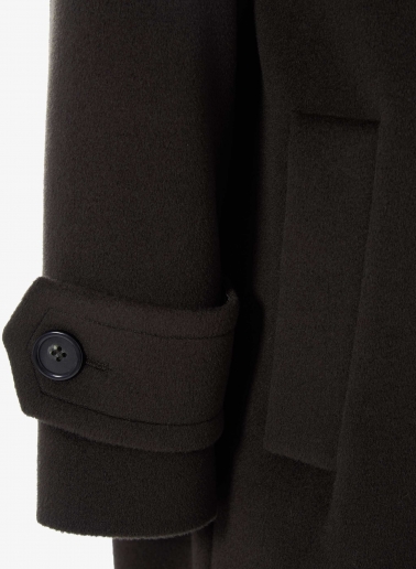 Brown double breasted pure wool coat with maxi notch collar