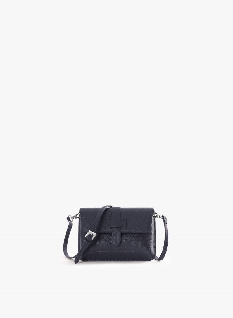 Blue genuine leather mini shoulder bag