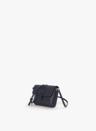 Blue genuine leather mini shoulder bag