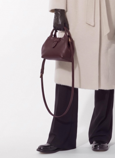 Mini borsa a mano con tracolla in pelle bordeaux