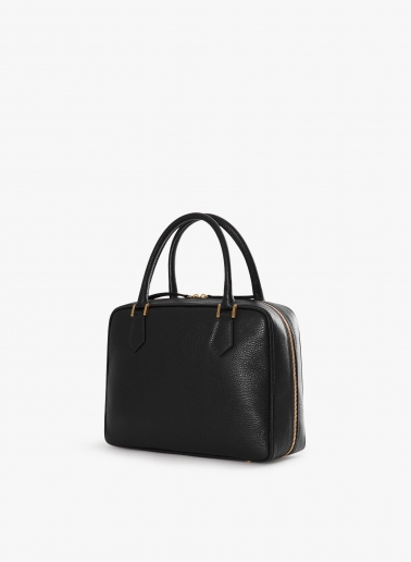 Black genuine leather bag with double zip